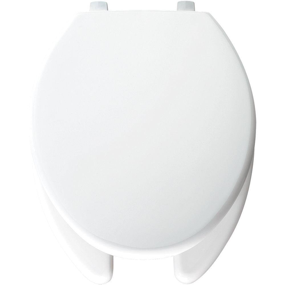 BEMIS JustLift Elongated Open Front Toilet Seat in White 7850TJDG 000