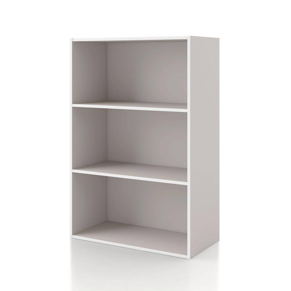 Quincy Light Gray Composite 3-Shelf Stackable Modular Bookcase