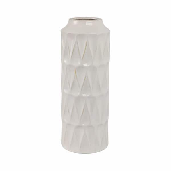 22 in. White Ceramic Teardrop Decorative Vase
