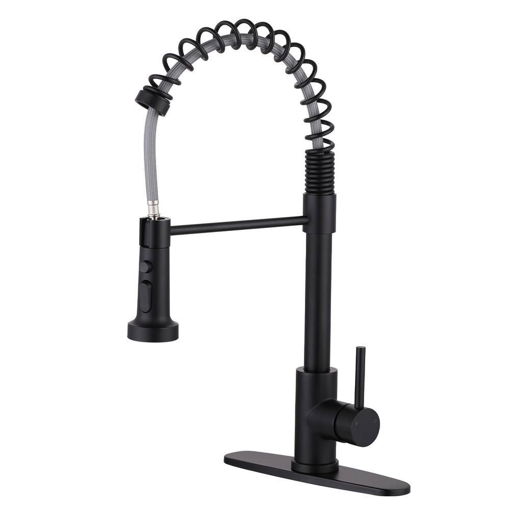 IVIGA Single Handle Pull Down Sprayer Kitchen Faucet in Black VSK2501B ...