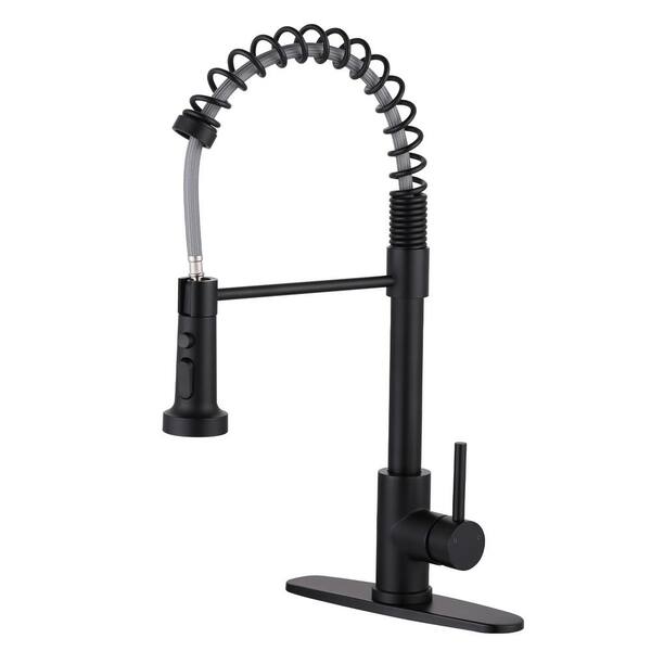 IVIGA Single Handle Pull Down Sprayer Kitchen Faucet in Black