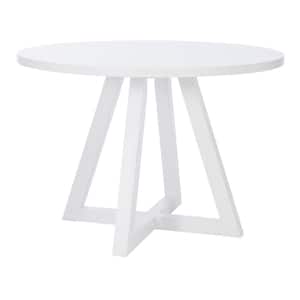 Mori Pure White Round Wood Top 44 in. W cross leg Dining Table seats 4