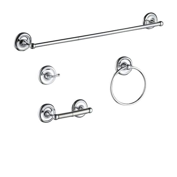 FORIOUS 4 -Piece Bath Hardware Set with Included Mounting Hardware in Chrome