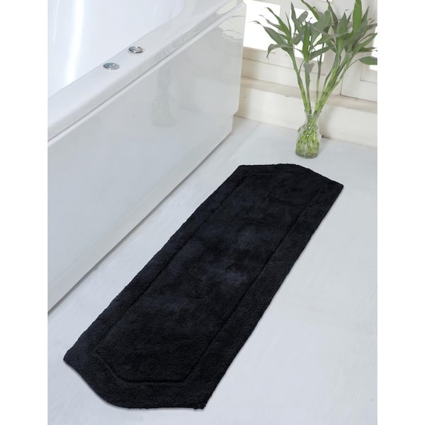 Waterford Collection 100% Cotton Tufted Non-Slip Bath Rug, 22 in. x60 in. Runner, Black