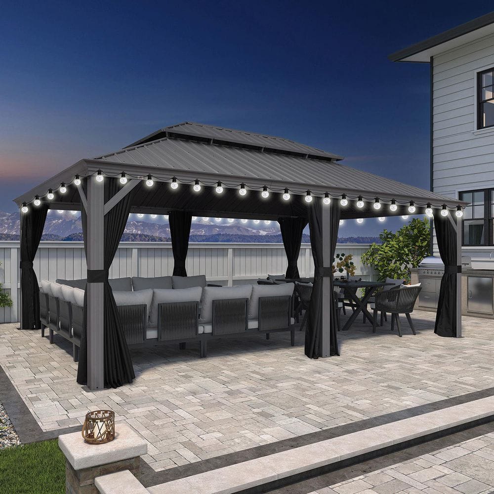 PURPLE LEAF 14ft.x 20ft.Light Gray Aluminum Frame Patio Outdoor