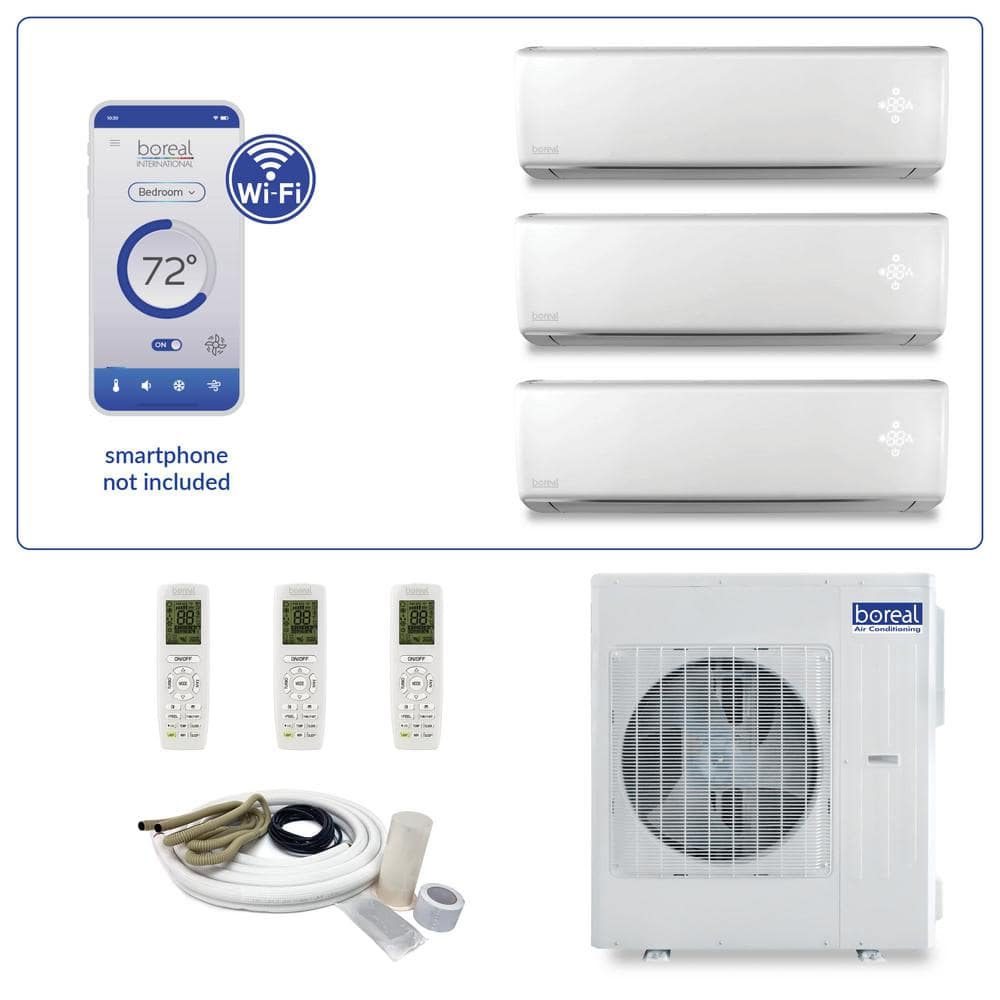 Brisa Triple Zone 34,000 BTU 3 Ton Smart Home Ductless Mini Split Air Condi