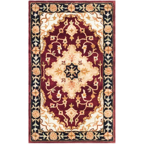 Teamson Kids Heritage Red/Black 3 ft. x 5 ft. Medallion Border Area Rug ...