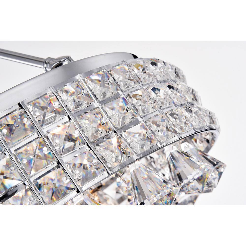 Elegant Chrome 15" Beaded Drum Crystal Semi-Flush Ceiling Light