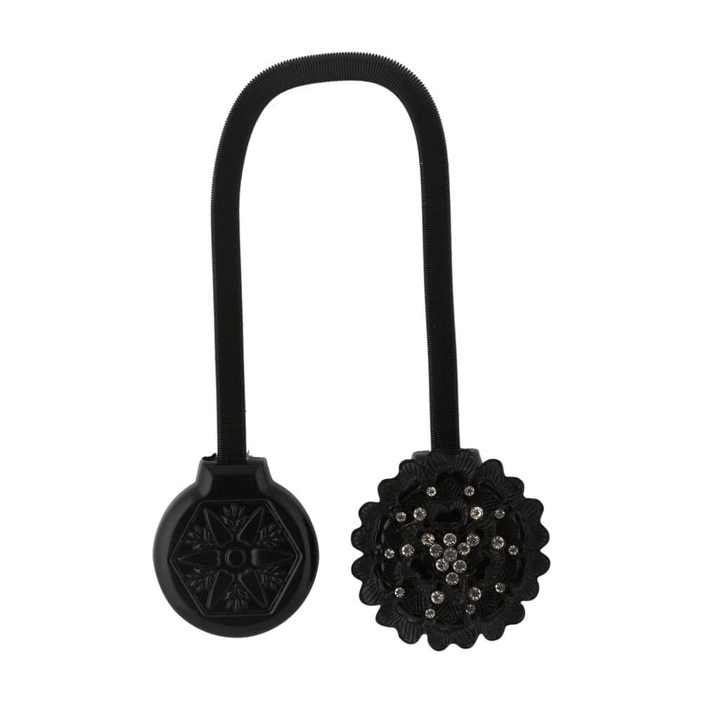 Black Ornate Magnetic Iron Curtain Tie Back Set