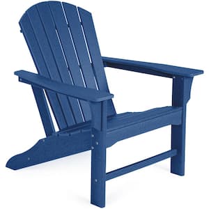 Traditional Curveback Navy Blue Plastic Outdoor Patio Adirondack Chair Set of 1