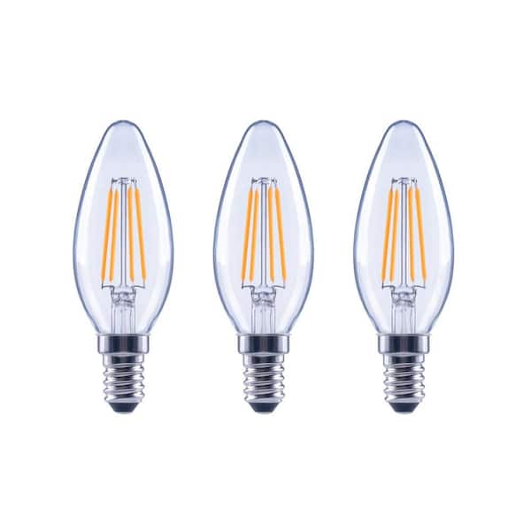 EcoSmart 60 Watt Equivalent B11 Dimmable E12 Candelabra ENERGY STAR Clear Glass LED Vintage Edison Light Bulb Soft White 3 Pack FG 04073 The Home Depot