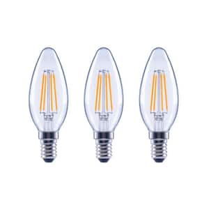40-Watt Equivalent B11 Dimmable Candelabra ENERGY STAR Clear Glass LED Vintage Edison Light Bulb Bright White (3-Pack)