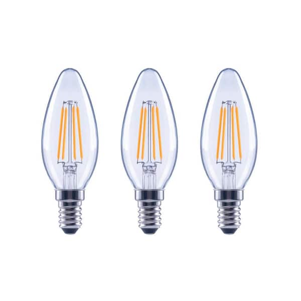 EcoSmart 60-Watt Equivalent B11 Dimmable E12 Candelabra ENERGY STAR Clear Glass LED Vintage Edison Light Bulb Daylight (3-Pack)