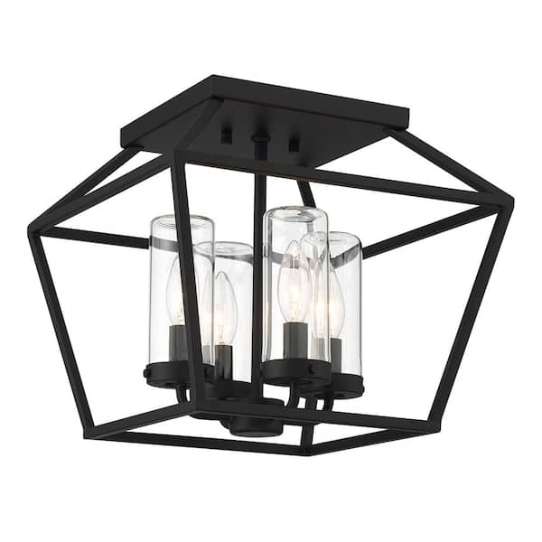 Eurofase Bastille 4-Light Black Outdoor Flush Mount Light with Clear Glass (1-Pack)