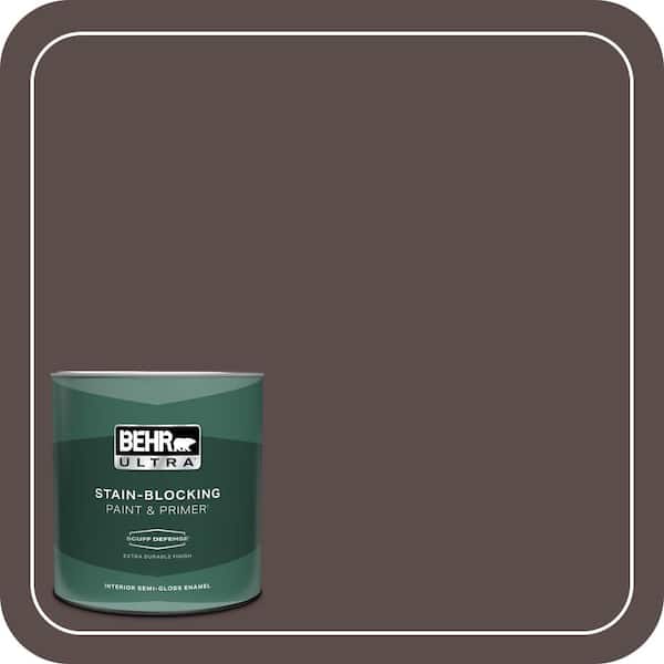 BEHR ULTRA 1 qt. #ECC-28-3 Charred Hickory Extra Durable Semi-Gloss Enamel Interior Paint & Primer