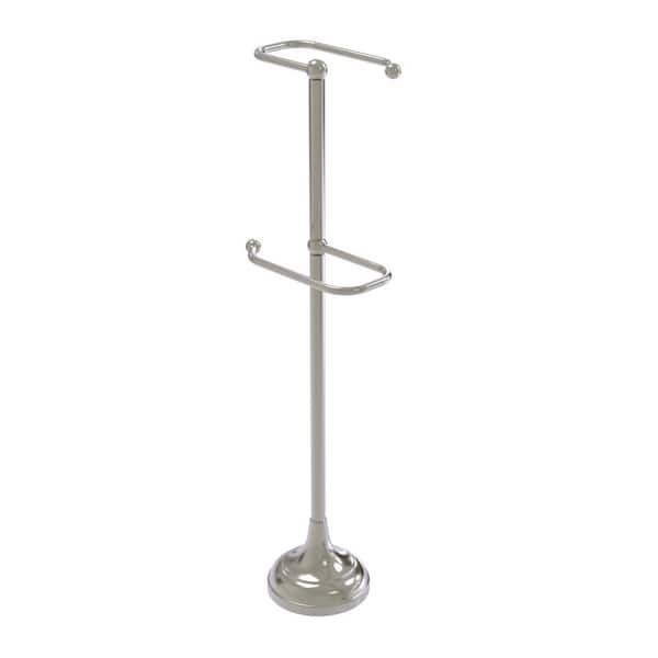 Free Standing 2-Roll Toilet Paper Holder Stand in Satin Nickel