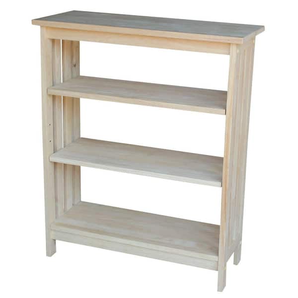 International Concepts 36 in. Unfinished Wood 3-shelf Standard Bookcase with Adjustable Shelves