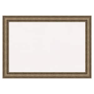 Angled Bronze Wood White Corkboard 27 in. x 19 in. Bulletin Board Memo Board