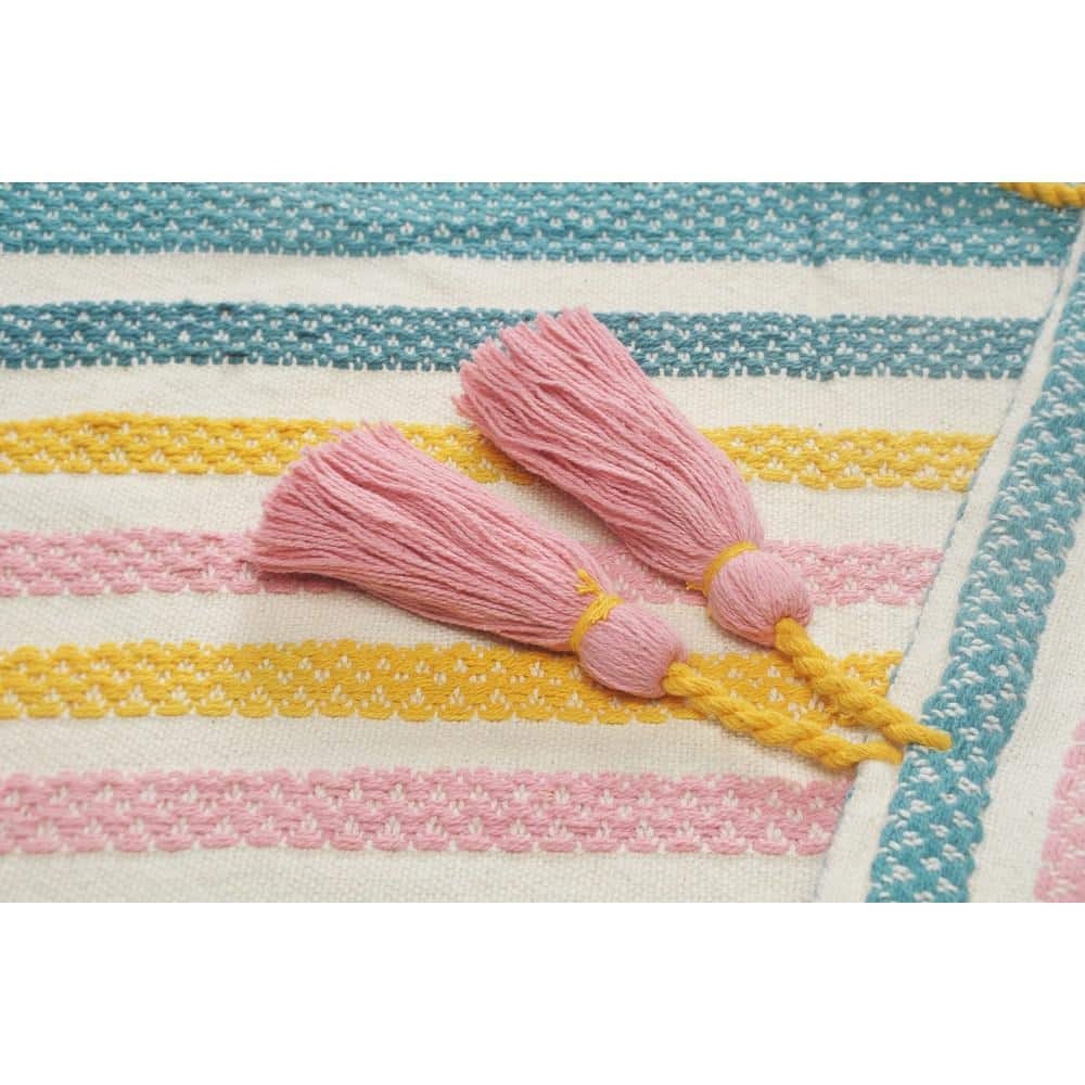 Coastal Striped Cotton Throw Blanket in Multi-Color, 50" x 60"