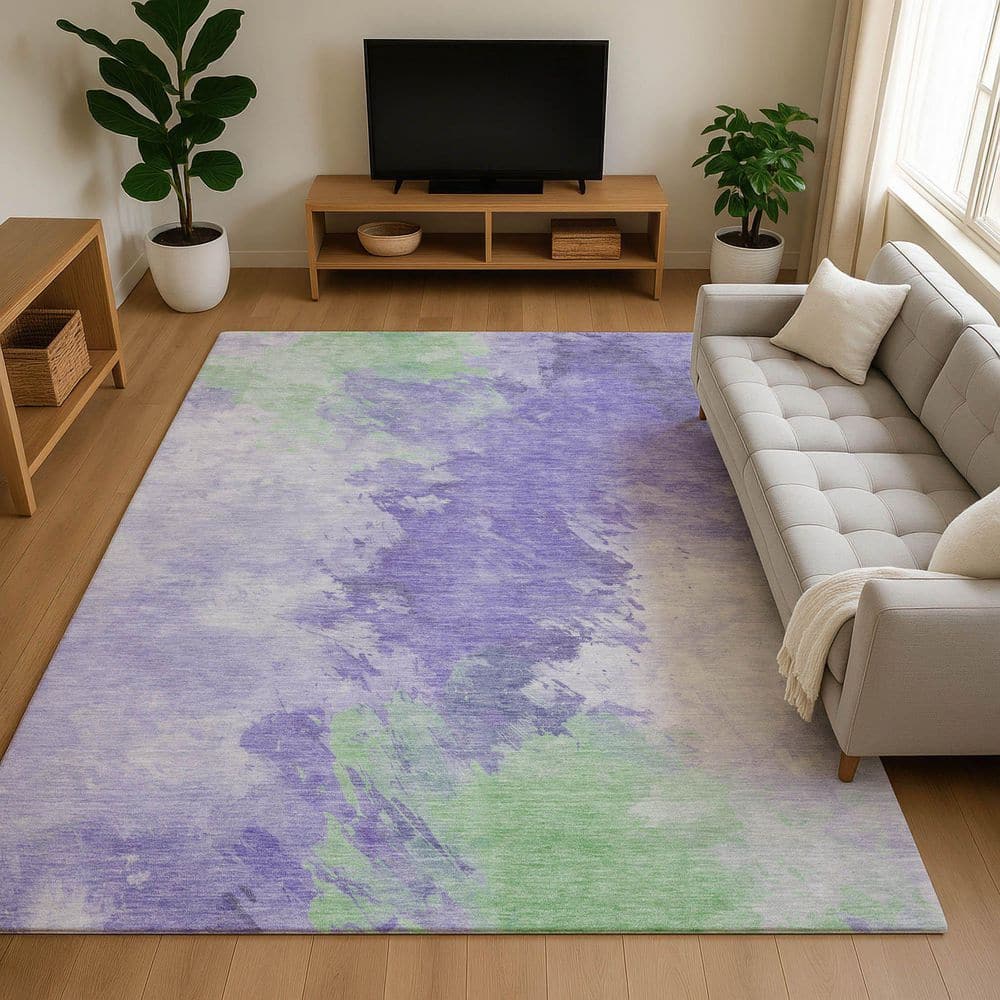 Mayfield Premium Machine Washable Abstract AMF1675 Lavender 10 ft. x 14 ft. Area Rug price history on PriceWatchPro