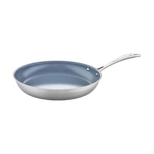 Spirit Coated 12 in. Stainless Steel Ceramic Nonstick Frying Pan in Silver