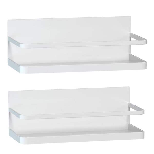 Magnetic Two Shelf White Steel Wall Mount Spice Rack Set for Refrigerator Storage 9 point 8
