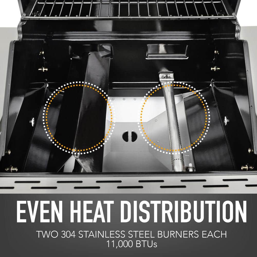 Compact Black Propane Gas Grill with Foldable Side Tables