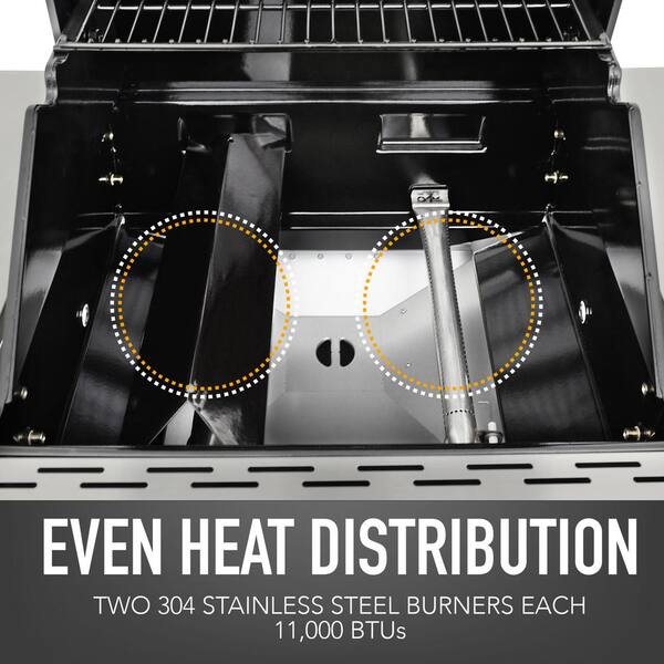 3 Burner Gas Grill in Black with Top Cover and Shelves Stainless Steel, 2  Number of Side Burners