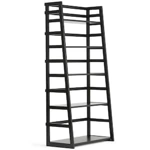 Acadian Solid Wood 63 in. x 30 in. Transitional Ladder Shelf Bookcase in Black