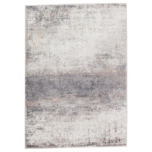 Grotto Delano Gray/Ivory 9 ft.6 in. x 13 ft. Abstract Rectangle Area Rug