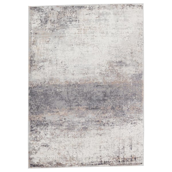 Jaipur Living Grotto Delano Gray/Ivory 9 ft.6 in. x 13 ft. Abstract Rectangle Area Rug