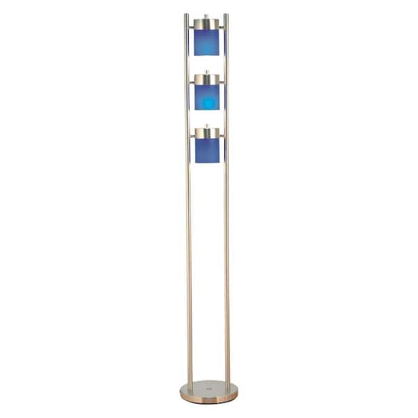 ORE International 65 in. 3-Light Adjustable Floor Lamp in Blue