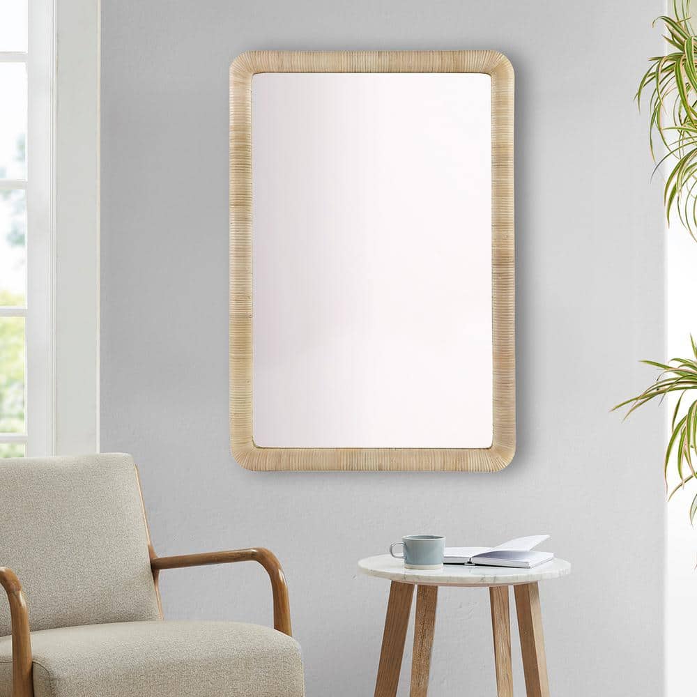 Nova Natural Rattan Rectangle Wall Mirror with Rounded Corners
