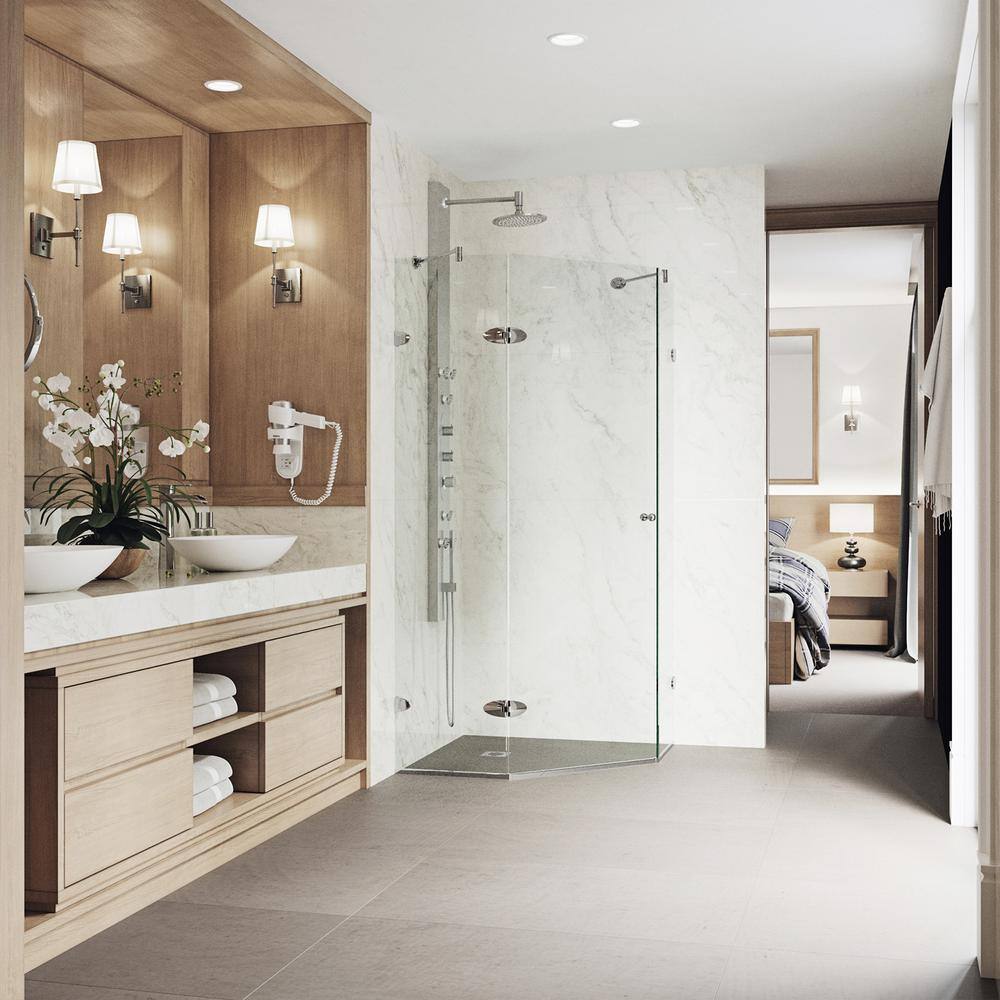 Verona 42" Frameless Neo-Angle Shower Enclosure with Brushed Nickel Hardware