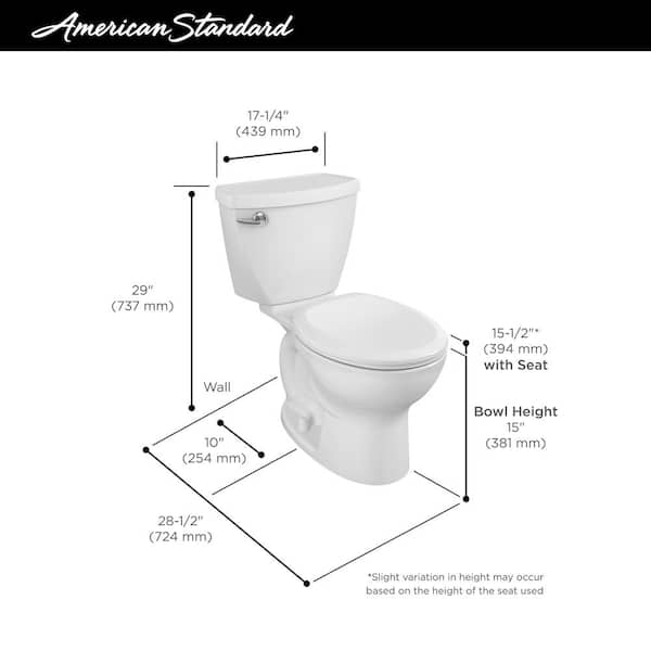 Cadet 3 Powerwash 10 in. Rough-in 2-Piece 1.6 GPF Single Flush Elongated Toilet in White, Seat Not Included