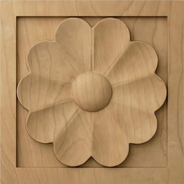 Ekena Millwork 5-1/8 in. x 7/8 in. x 5-1/8 in. Unfinished Wood Maple Large Medway Rosette