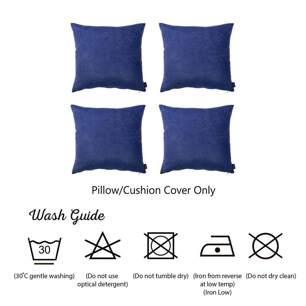 Navy Blue Polyester 22" x 22" Decorative Throw Pillow Covers Set of 4