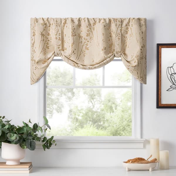 Ellis Curtain Meadow 22 in. L Polyester Lined Tie-Up Valance in Linen