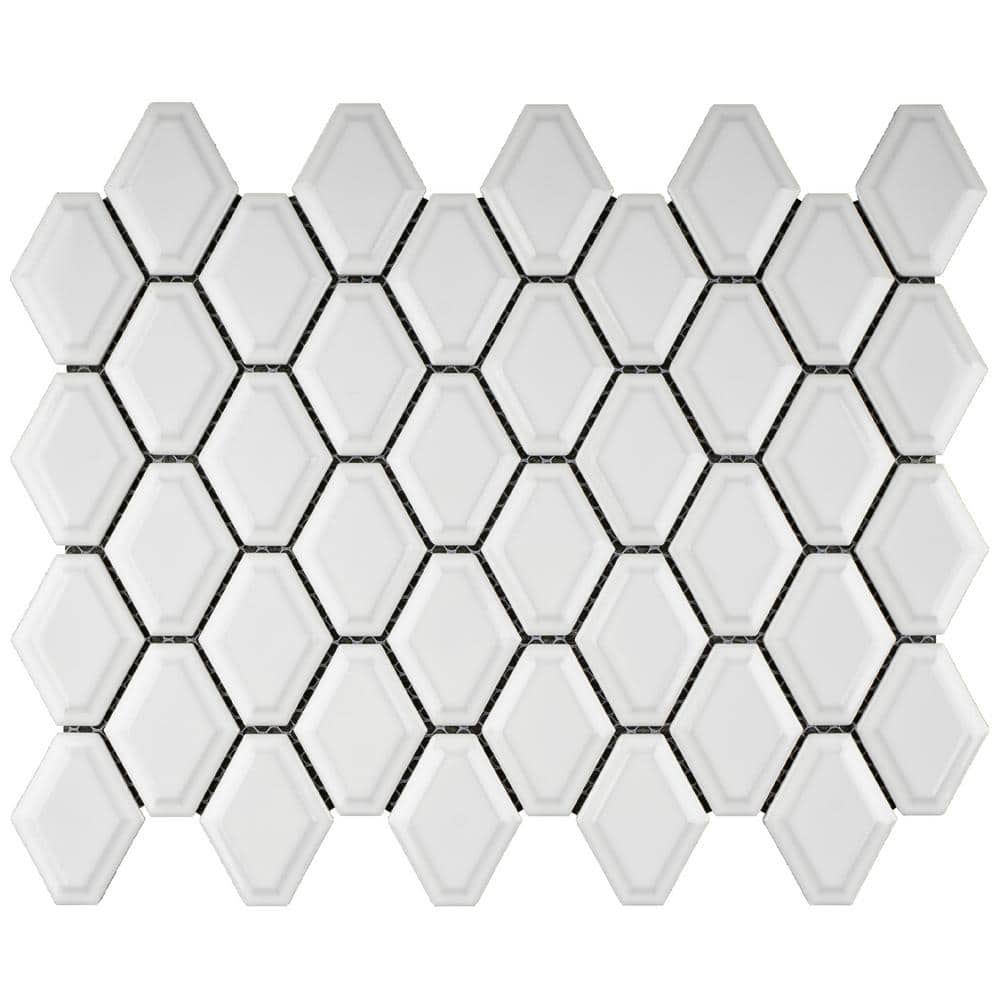 Porcetile White 12.8 in. x 9.85 in. Glossy Porcelain Mosaic Tile Sample price history on PriceWatchPro