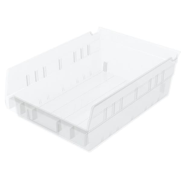 30150 Plastic Stackable Shelf Bins, 12 in. x 8 in. x 4 in. Clear, (12-Pack)