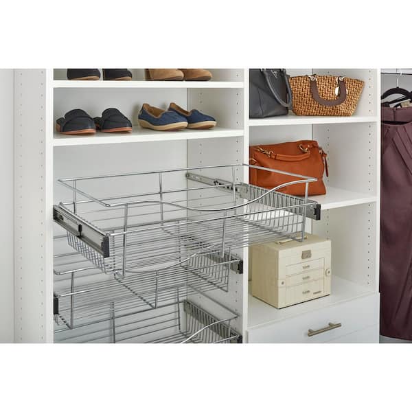 Rev-A-Shelf 24 in. x 11 in. Chrome Closet Pull-Out Basket, Grey