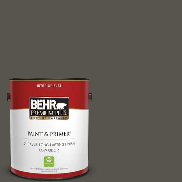 BEHR PREMIUM PLUS 1 gal. #790D-7 Black Bean Flat Low Odor Interior Paint & Primer