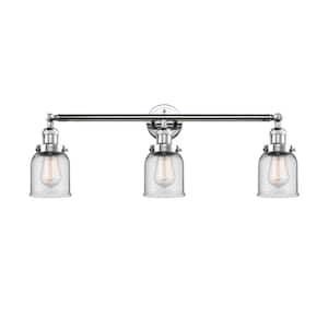 Bell 30 in. 3-Light Polished Chrome Vanity Light with Clear Glass Shade