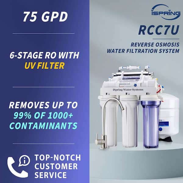 NSF-Certified 6-Stage Reverse Osmosis System w/ UV, Reduces PFAS, Fluoride, Chromium, Lead, TDS