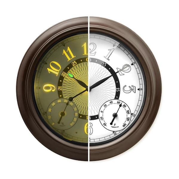 18 in. Illuminated Large Metal Outdoor Clock with AI Smart Sensor