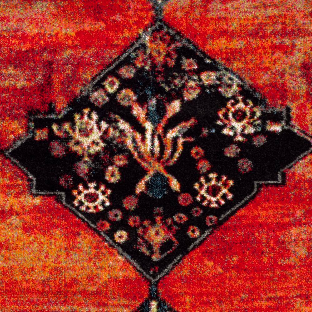 Vintage Red Floral High Pile Synthetic Area Rug
