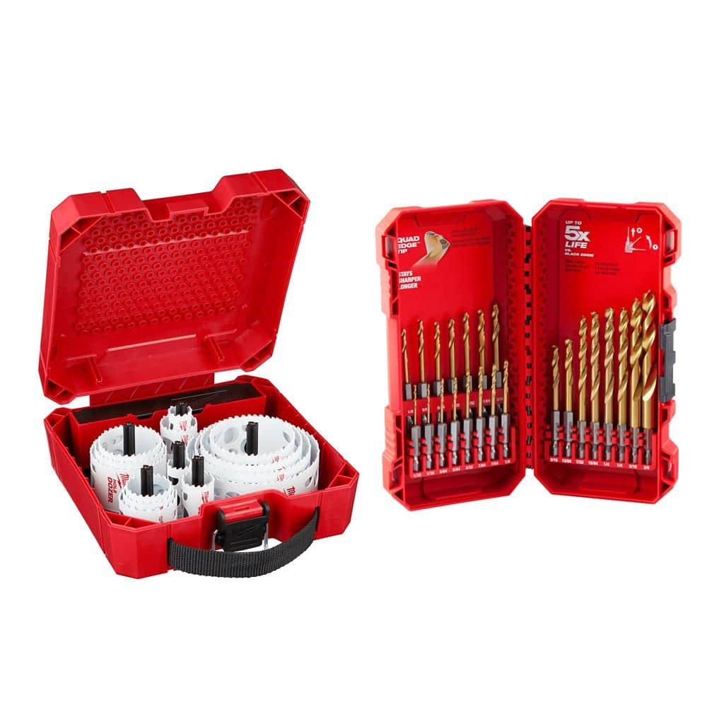 Milwaukee Hole Dozer Electricians Bi-Metal Hole Saw Set with SHOCKWAVE IMPACT DUTY Titanium Drill Bit Set (42-Piece)