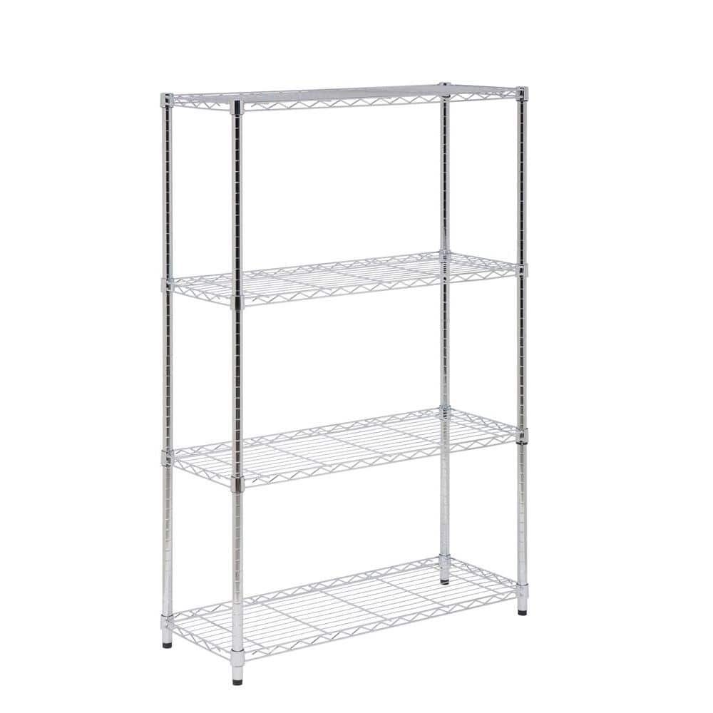 Chrome 4-Tier Heavy Duty Adjustable Steel Garage Storage Shelving (36 in. W