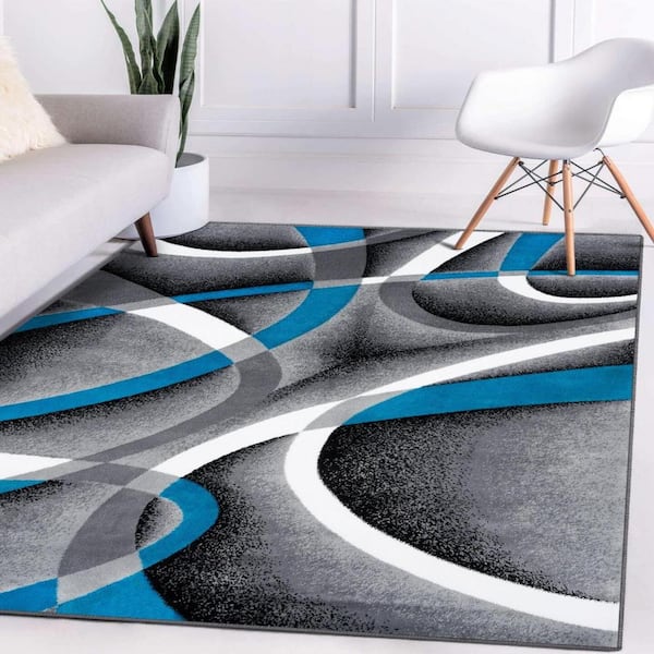 Luxe Weavers Beige Swirls Modern Abstract Area Rug Size 4x5