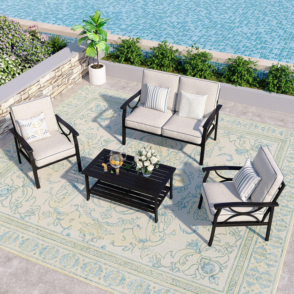 Black 5-Person Patio Conversation Sets with Cushions price history on PriceWatchPro